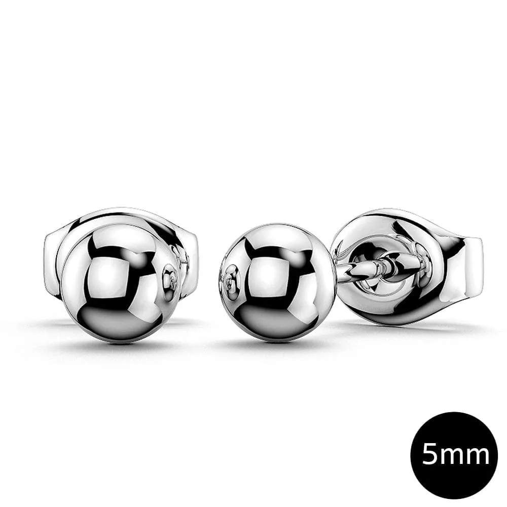 Boxed 3 Pairs Ball Stud Earrings Set White Gold