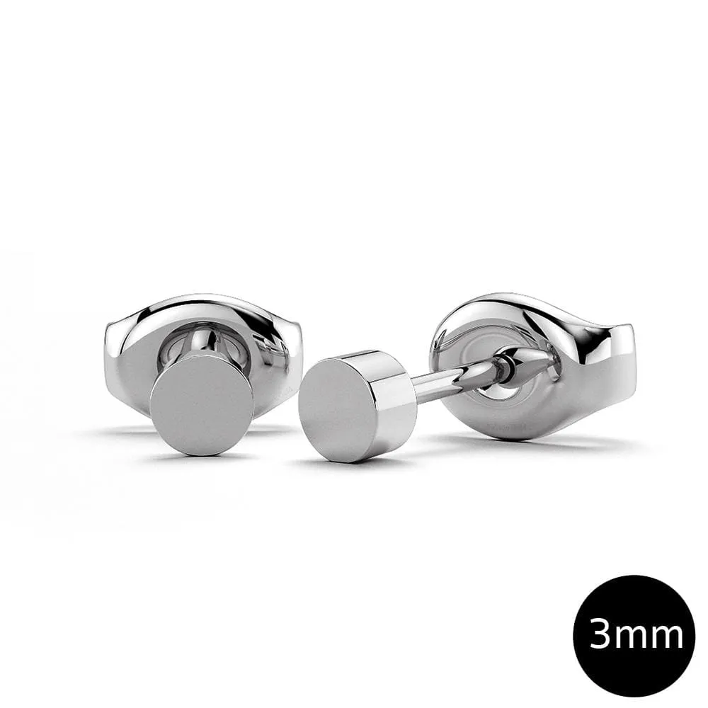 Boxed 3 Pairs Simplicity Stud Earrings Set White Gold