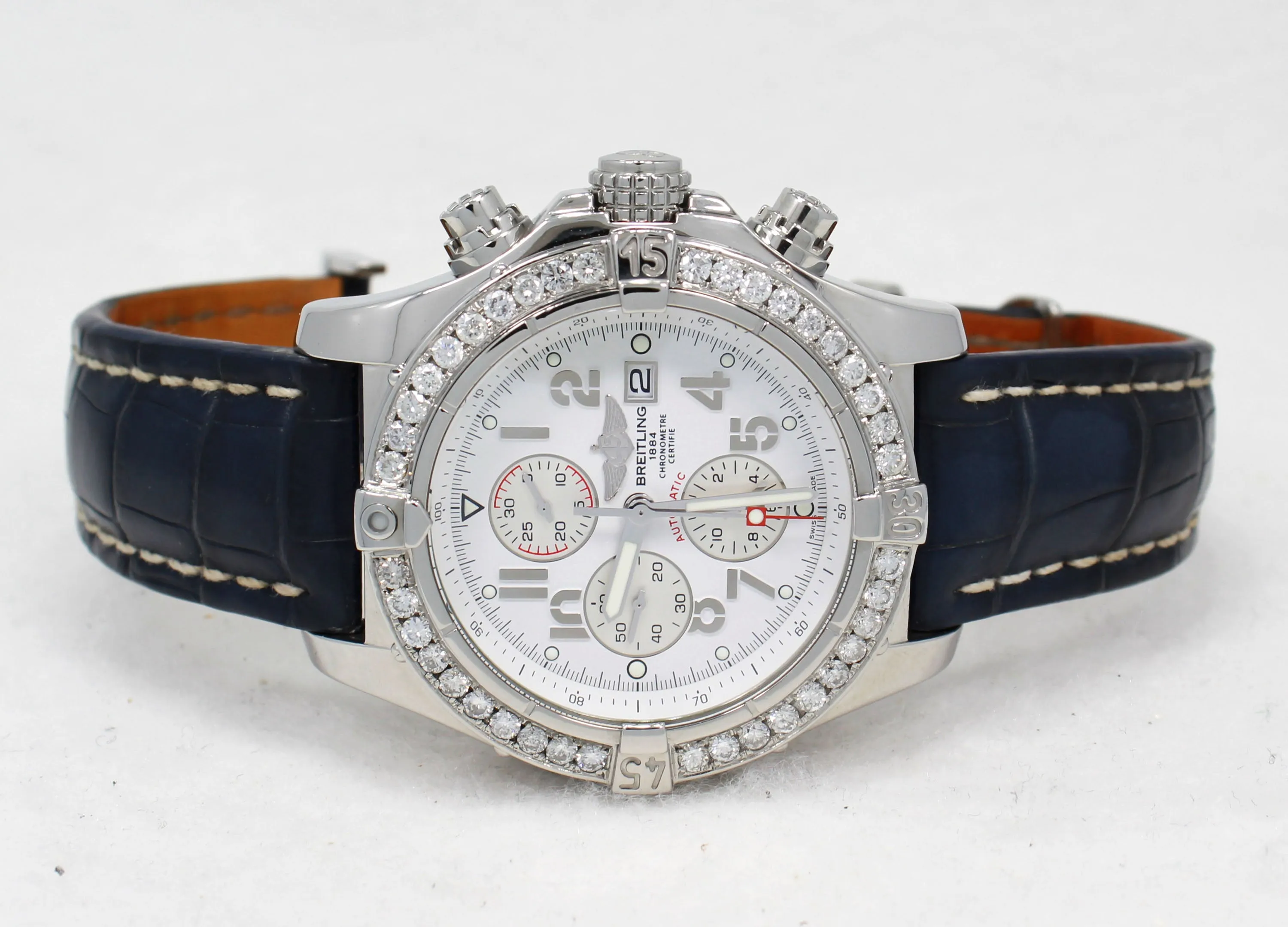 BREITLING Super Avenger A13370 48mm Chronograph 3.50CT Bezel
