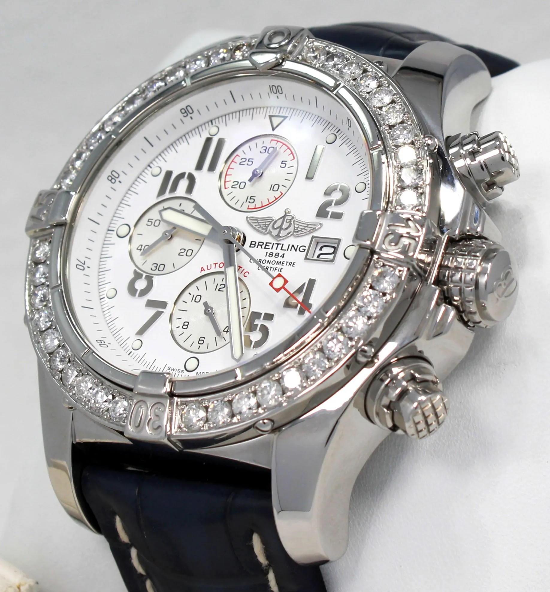 BREITLING Super Avenger A13370 48mm Chronograph 3.50CT Bezel