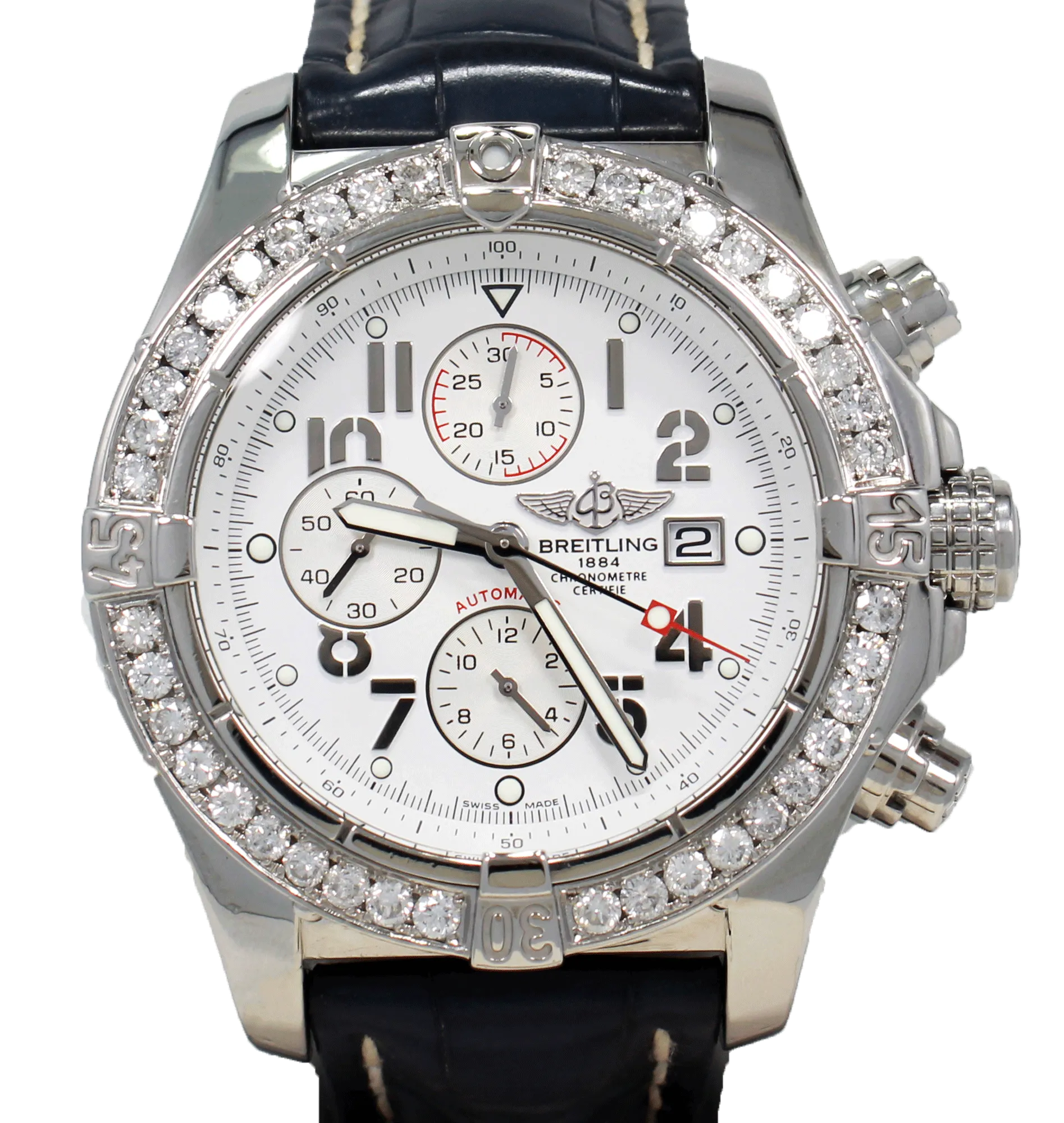 BREITLING Super Avenger A13370 48mm Chronograph 3.50CT Bezel