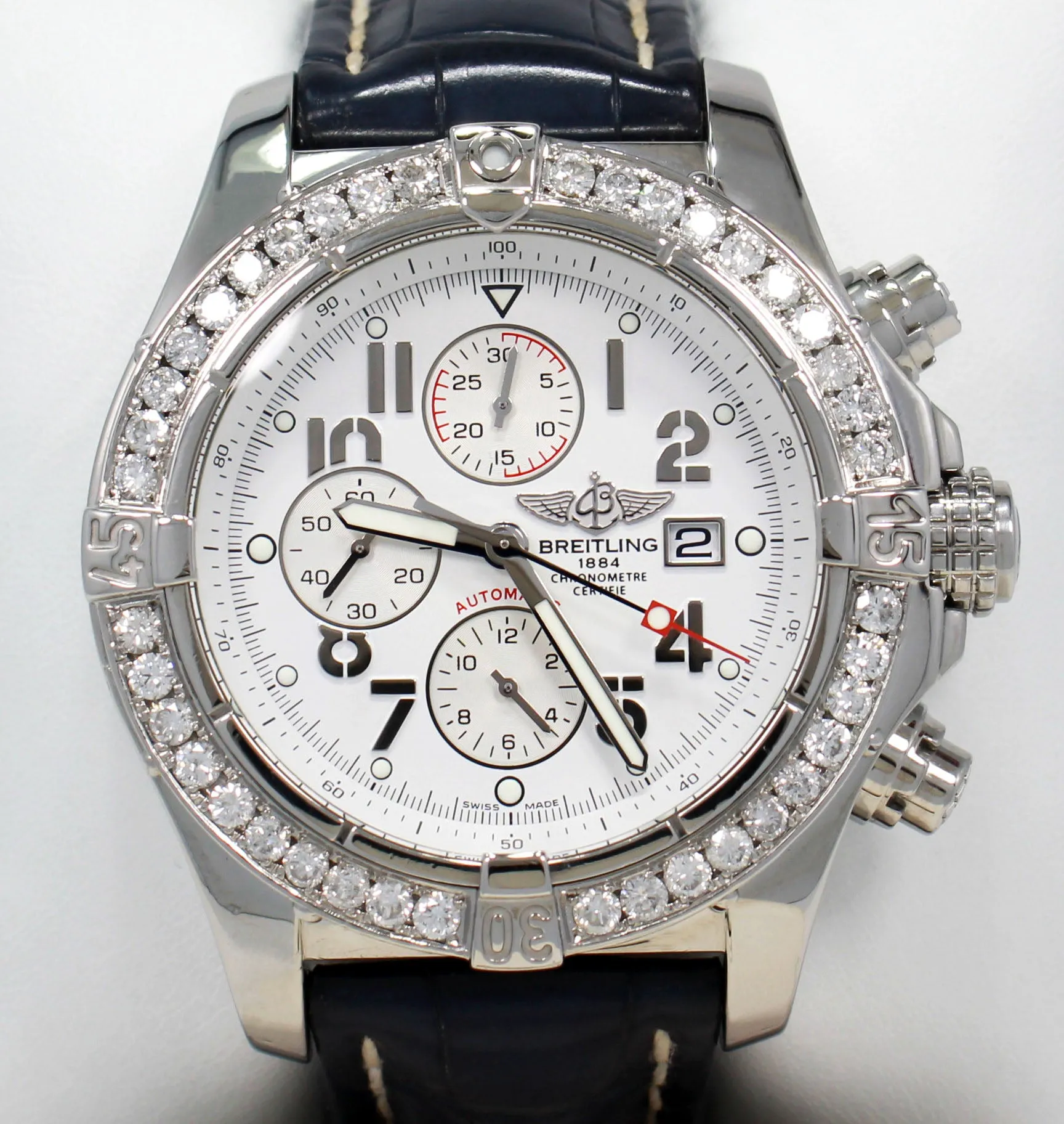 BREITLING Super Avenger A13370 48mm Chronograph 3.50CT Bezel