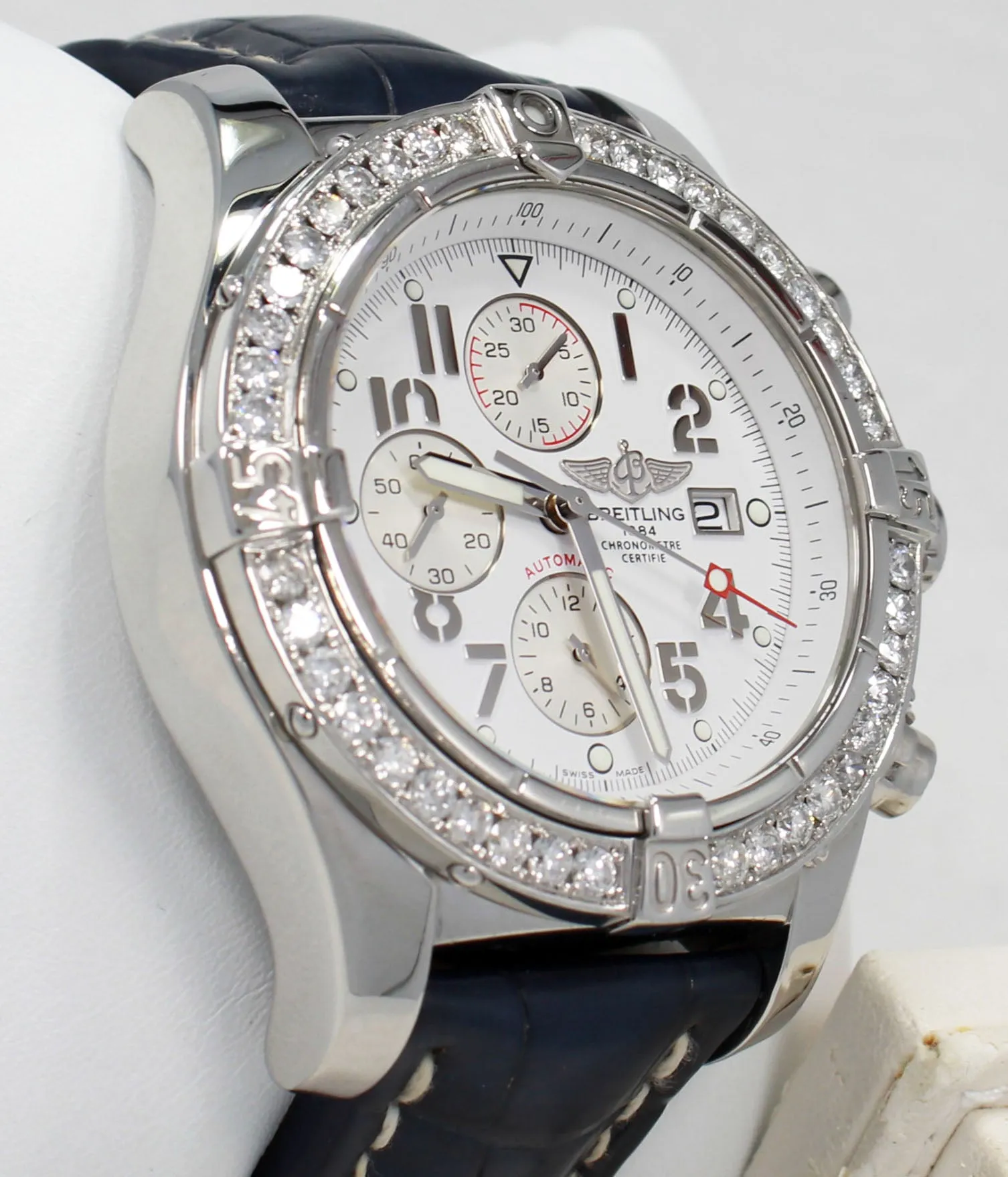 BREITLING Super Avenger A13370 48mm Chronograph 3.50CT Bezel