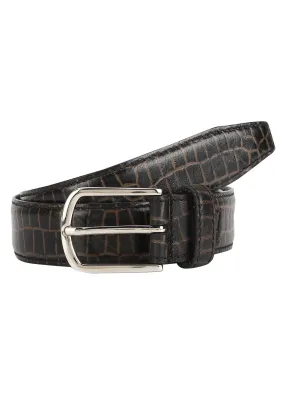 Brown croc embossed men's belt