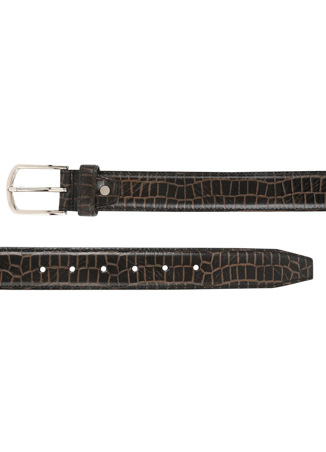 Brown croc embossed men's belt