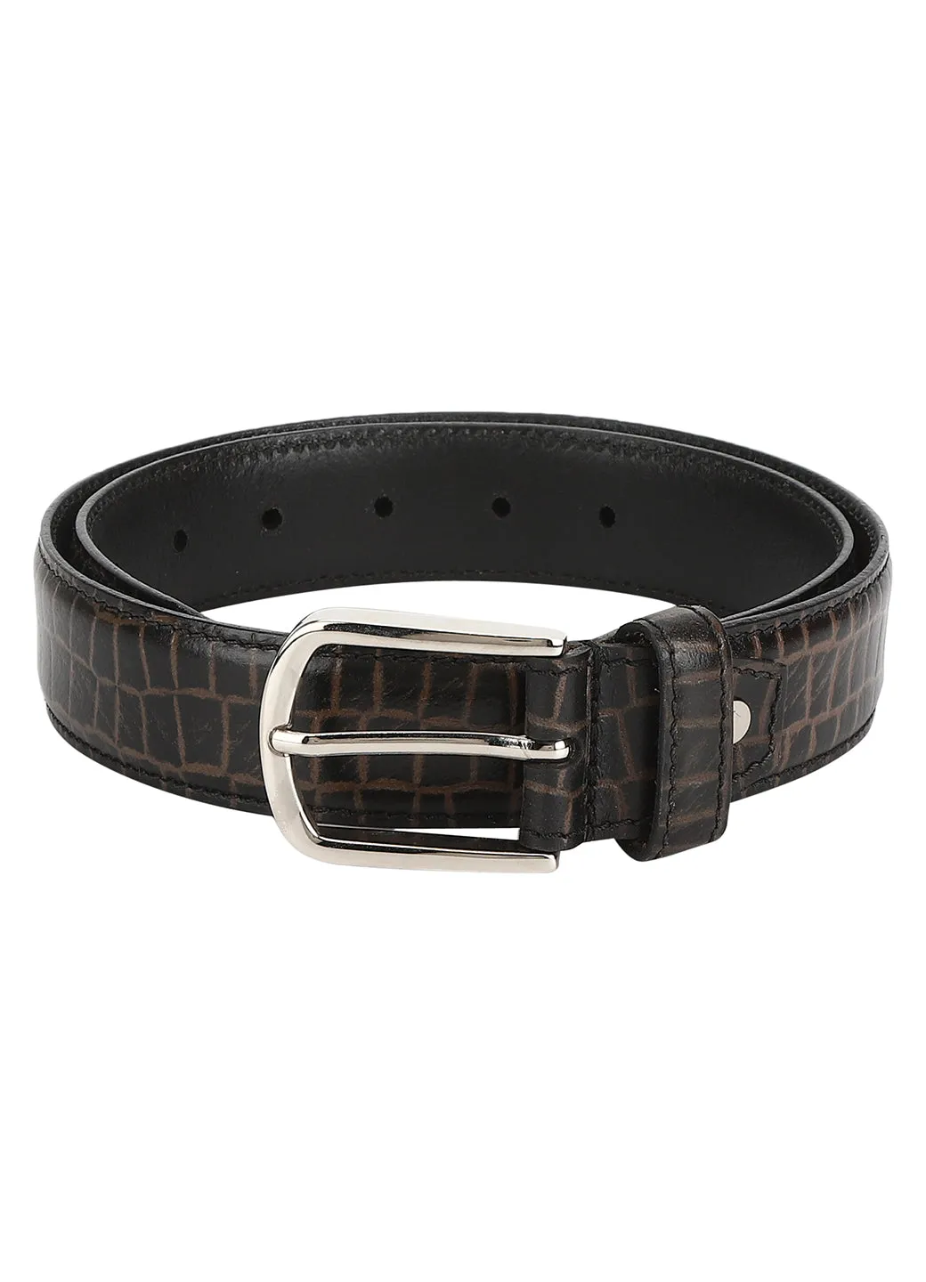 Brown croc embossed men's belt
