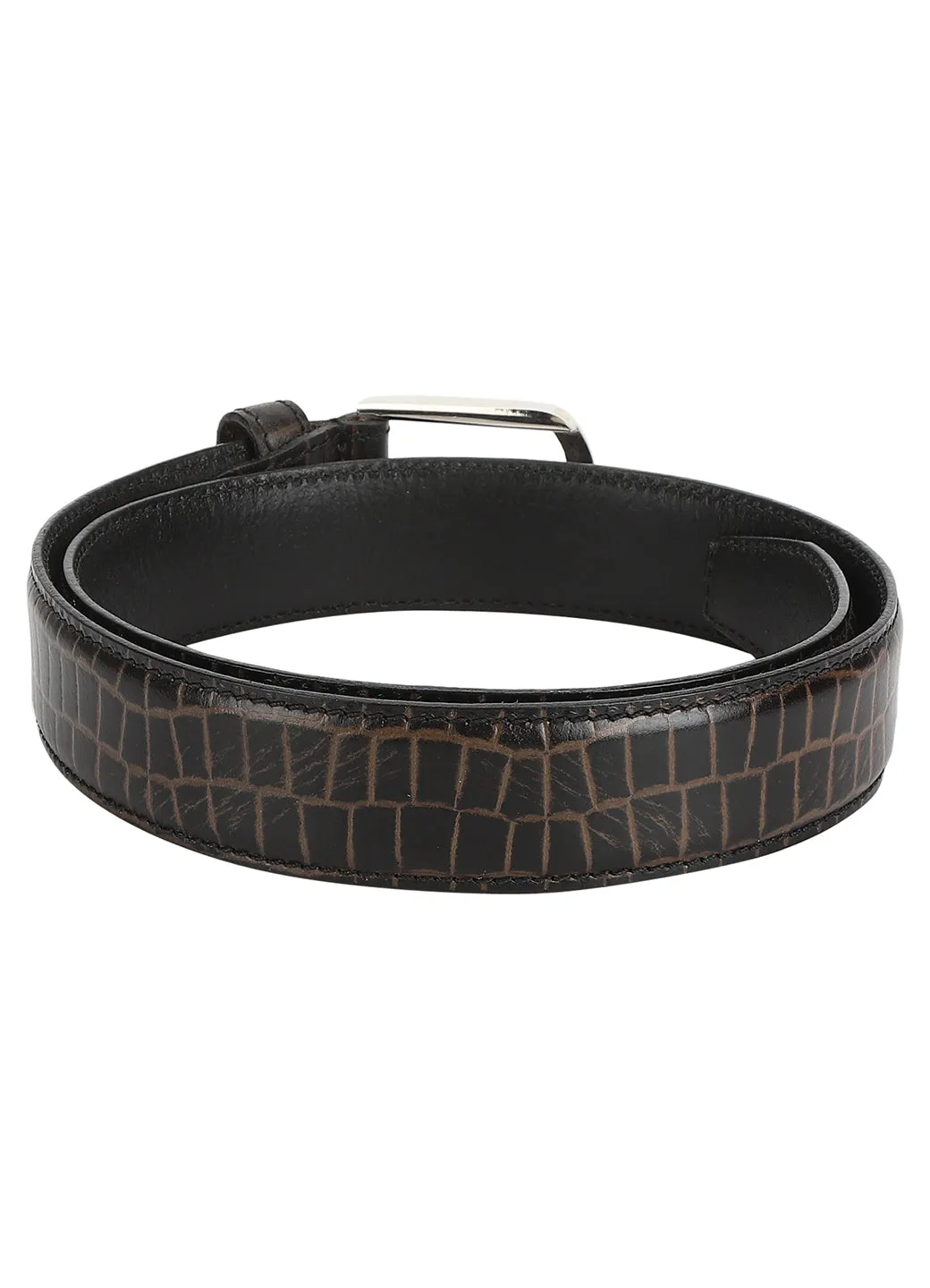 Brown croc embossed men's belt