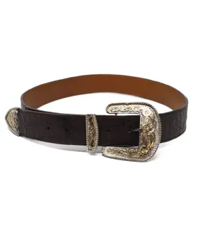 Brown Crocodile Leather Buckle Belt