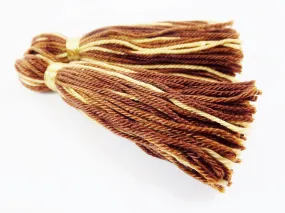 Brown Multi color Handmade Cotton Wool Thread Tassel -  3 inches - 75mm  - 2 pc