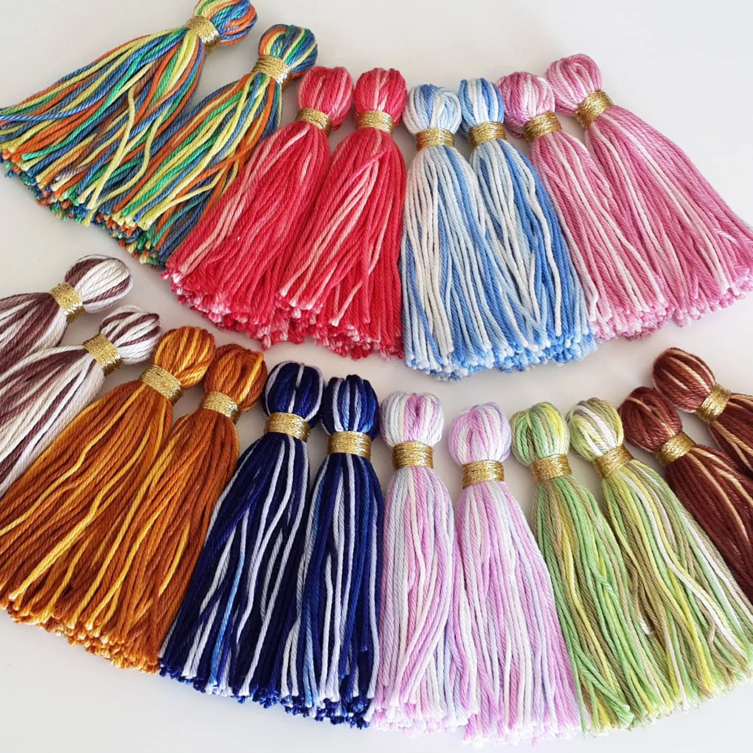 Brown Multi color Handmade Cotton Wool Thread Tassel -  3 inches - 75mm  - 2 pc