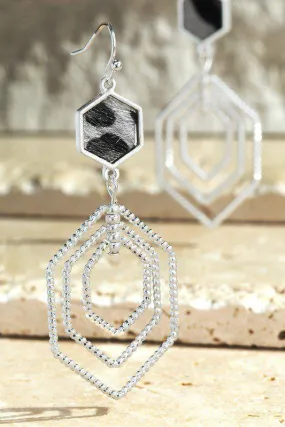 Brushed Faux Leather Animal Print Earrings