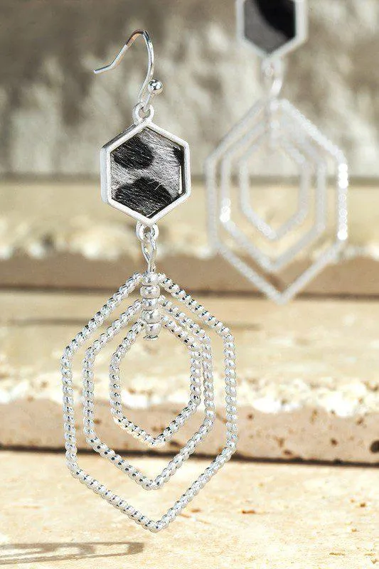 Brushed Faux Leather Animal Print Earrings