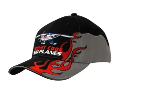 BRUSHED HEAVY COTTON CAP WITH FLAME EMBROIDERY ON CROWN & PEAK