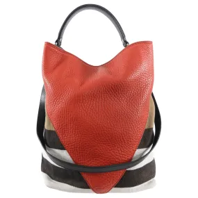 Burberry Red Canvas Check Two-Way Bucket Bag