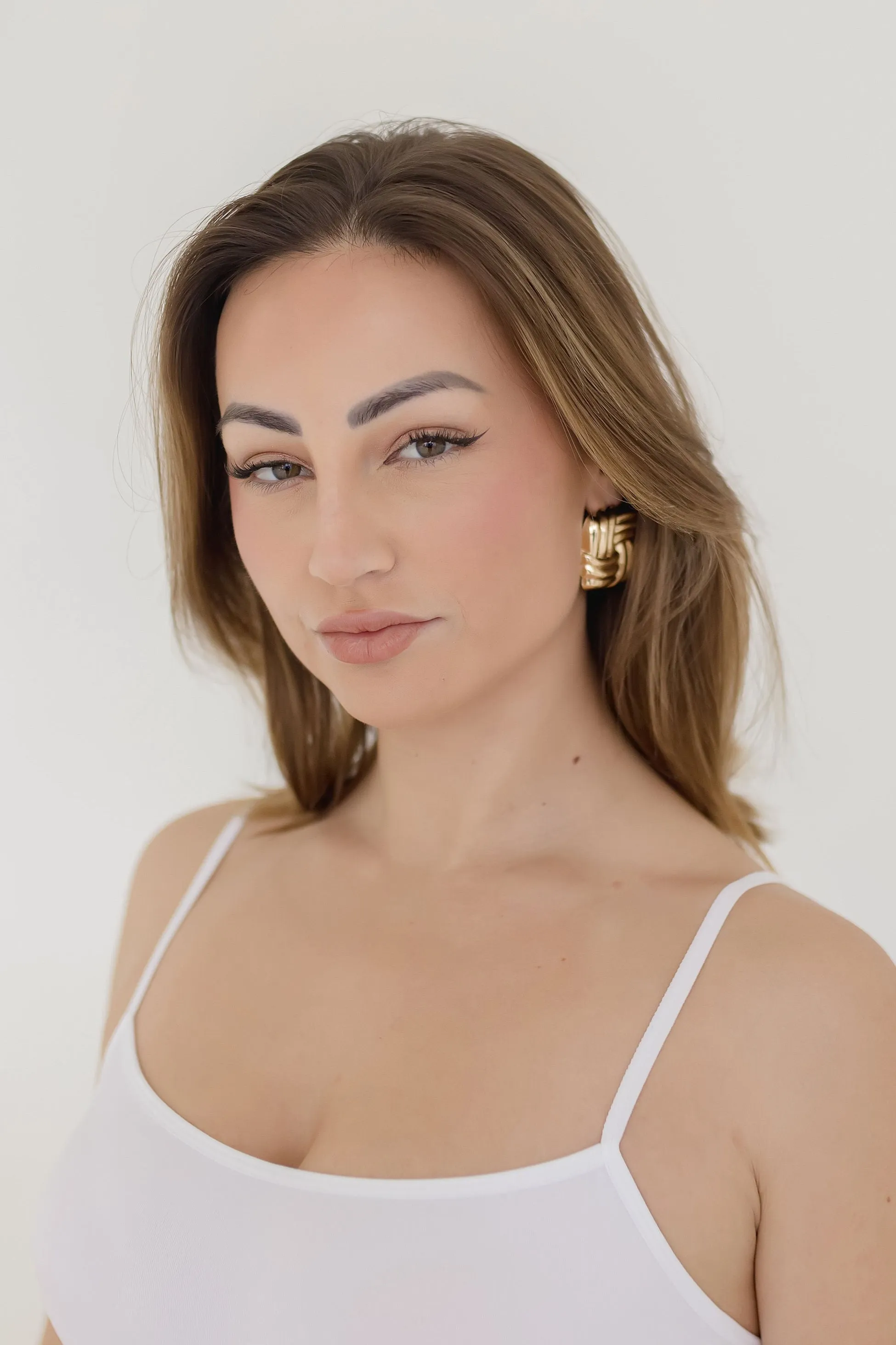 Carson Layered Square Chunky Earrings Gold