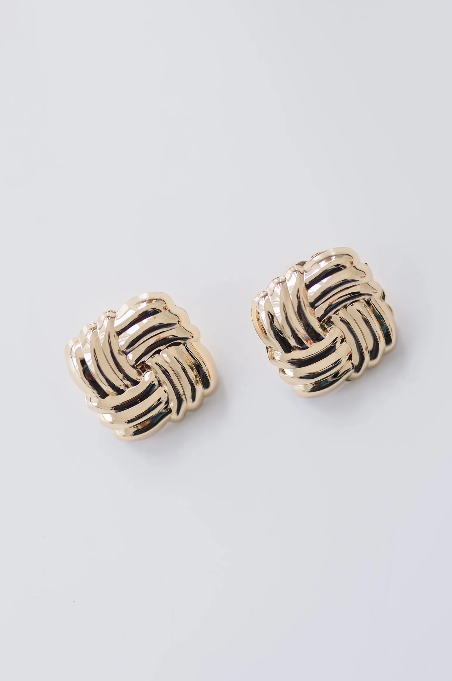 Carson Layered Square Chunky Earrings Gold