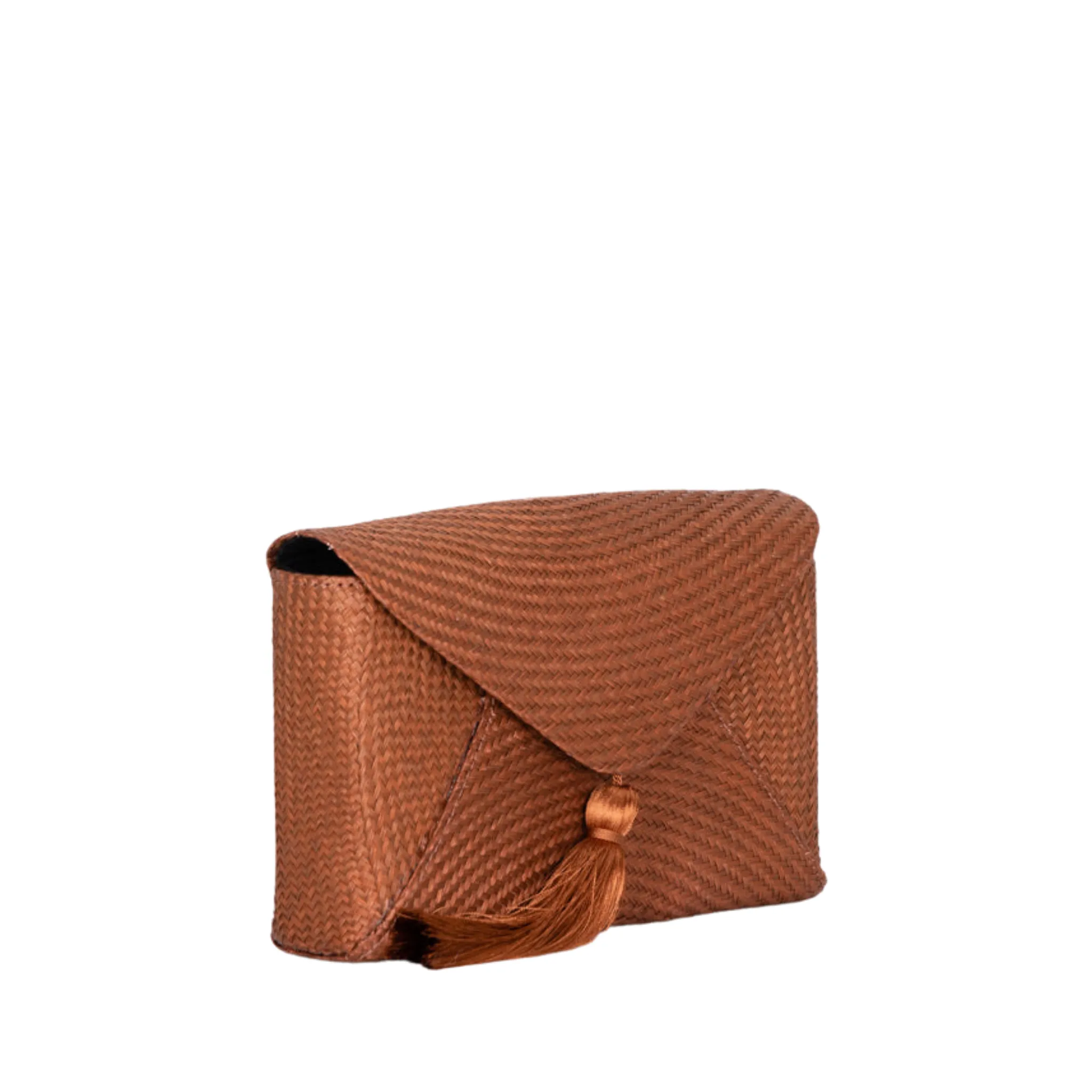 Cassia Straw Clutch Bag in Brown