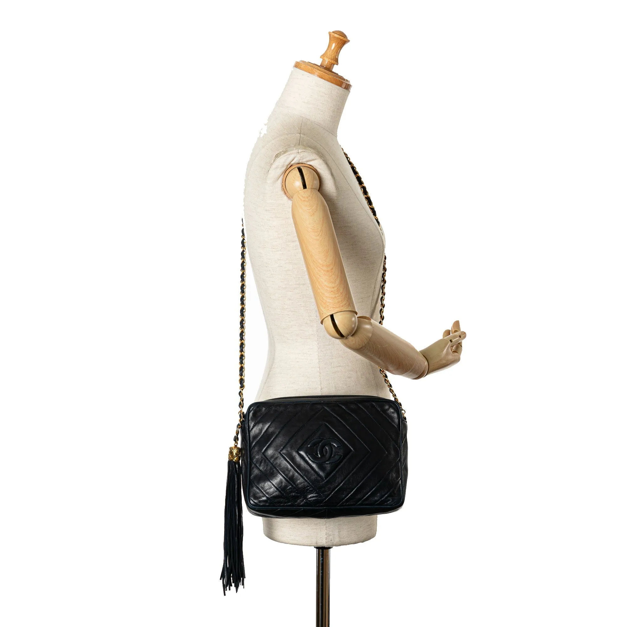 Chanel CC Diamond Quilted Lambskin Tassel Crossbody Crossbody Bag