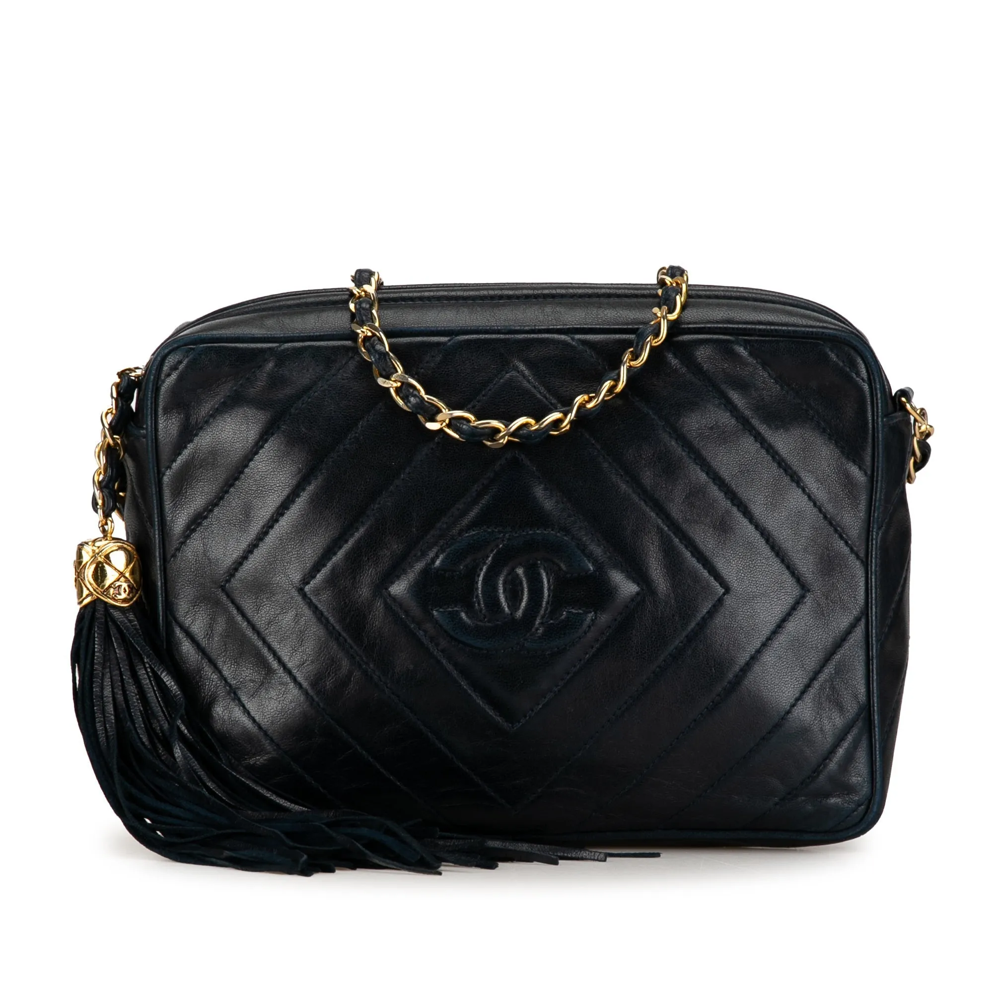 Chanel CC Diamond Quilted Lambskin Tassel Crossbody Crossbody Bag