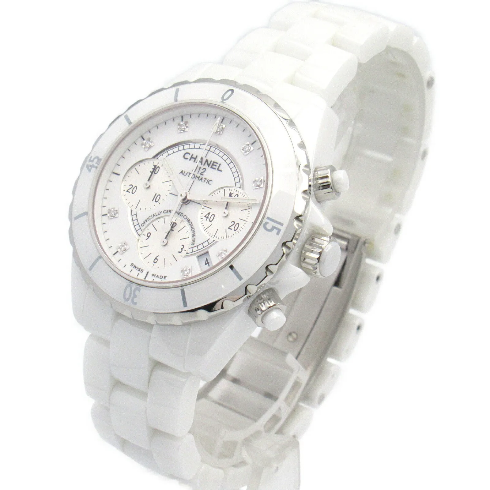 Chanel J12 Ceramic Diamond Chronograph Watch H2009