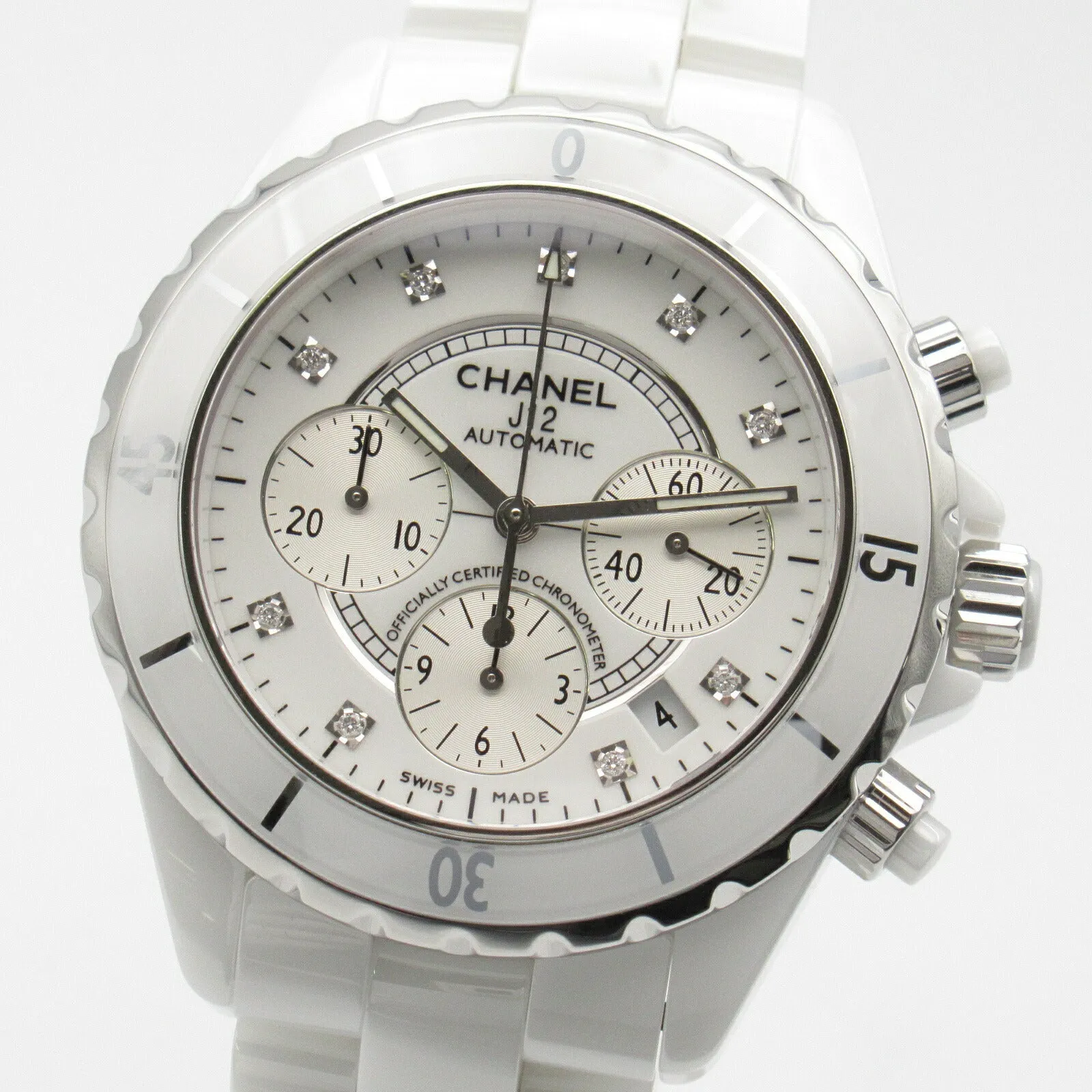 Chanel J12 Ceramic Diamond Chronograph Watch H2009