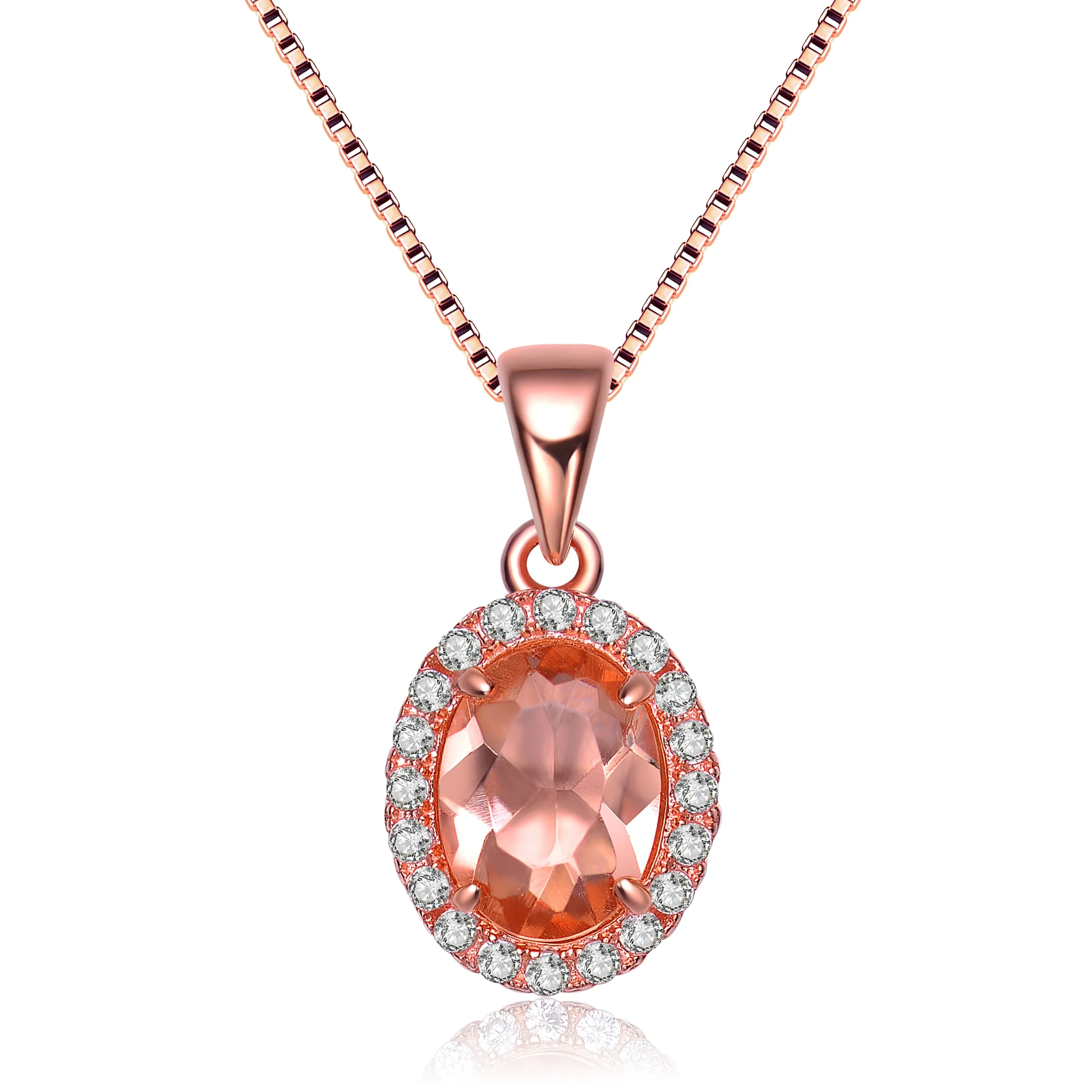 Charlène Champagne Cubic Zirconia Oval Necklace