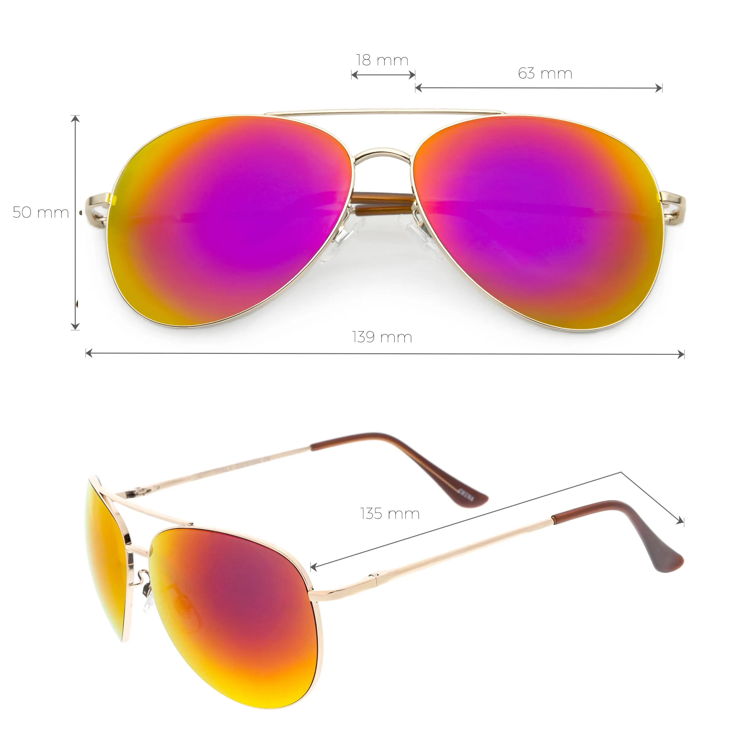Classic Round Colored Mirror Lens Aviator Sunglasses C780