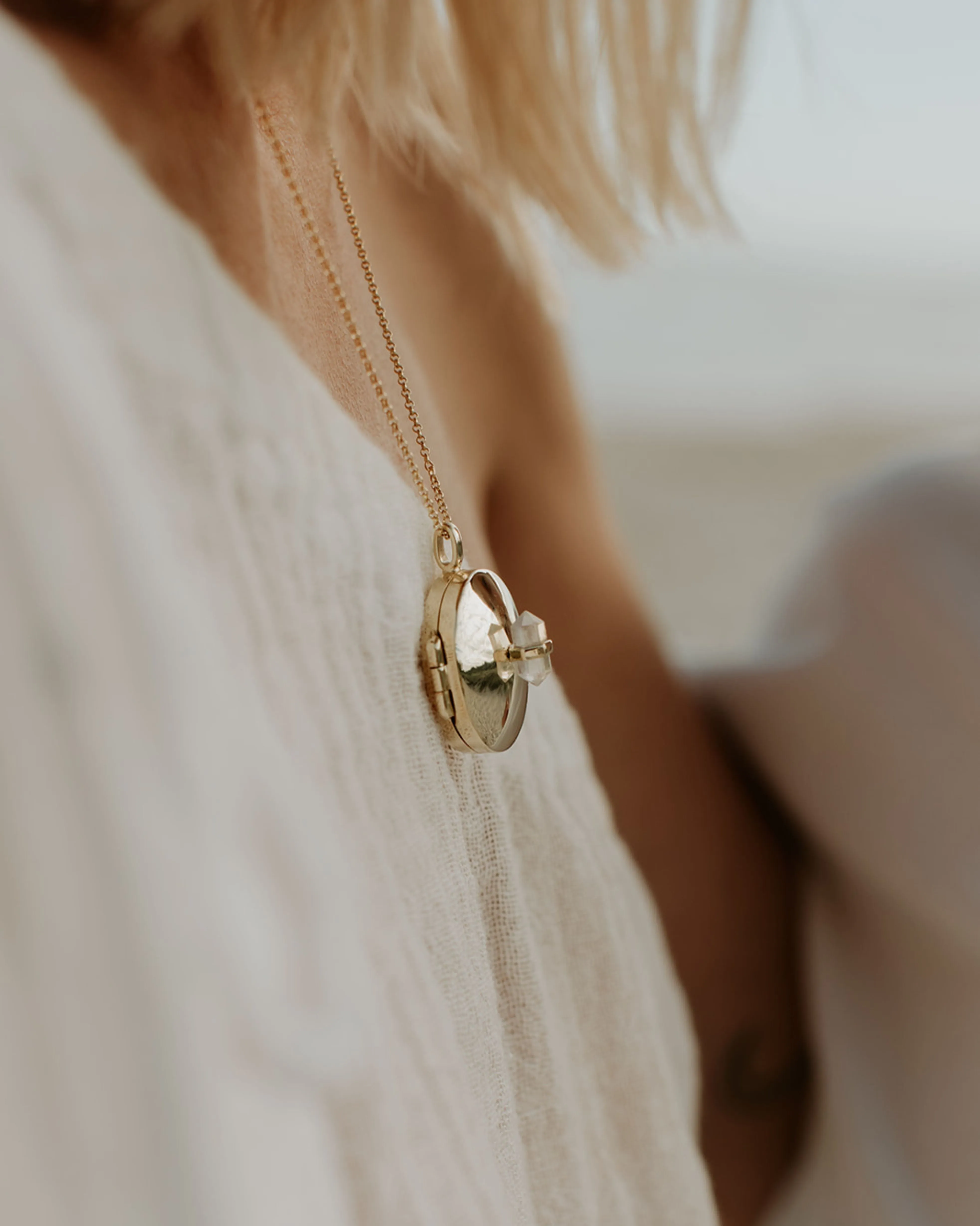 clear quartz locket | engravable