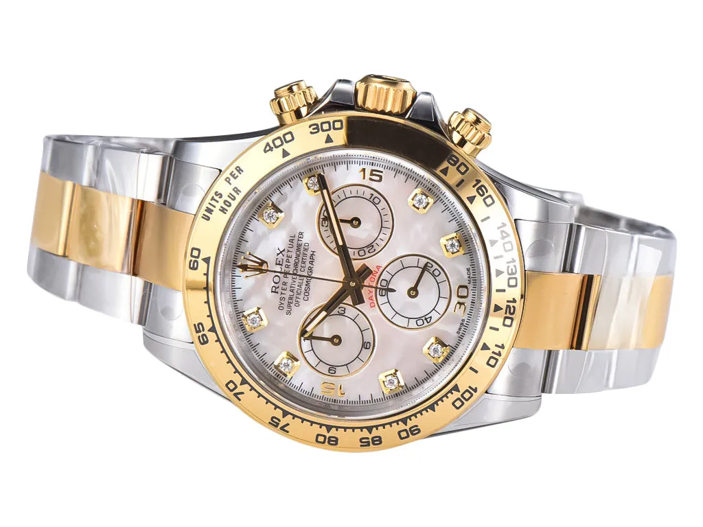 Cosmograph Daytona Two Tone Yellow Gold & Steel with Diamond Mother of Pearl Dial