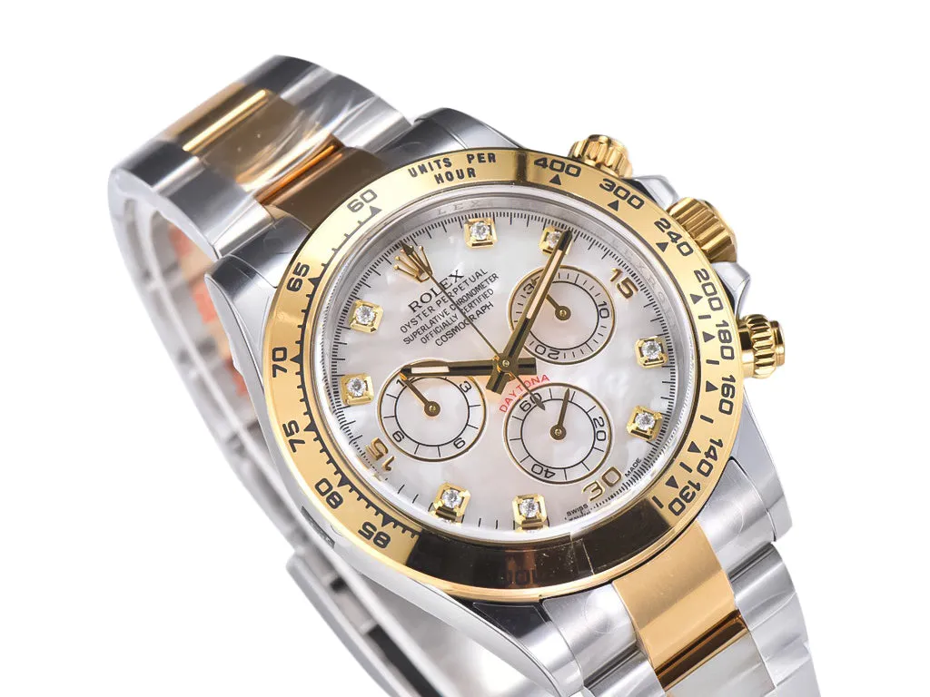 Cosmograph Daytona Two Tone Yellow Gold & Steel with Diamond Mother of Pearl Dial