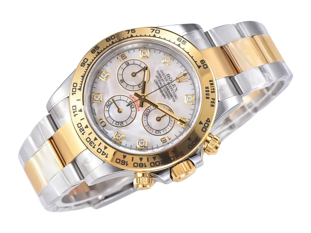 Cosmograph Daytona Two Tone Yellow Gold & Steel with Diamond Mother of Pearl Dial