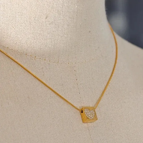 Cubic Zirconia Heart Pendant Necklace