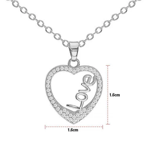 Cubic Zirconia Love In Heart Pendant Necklace