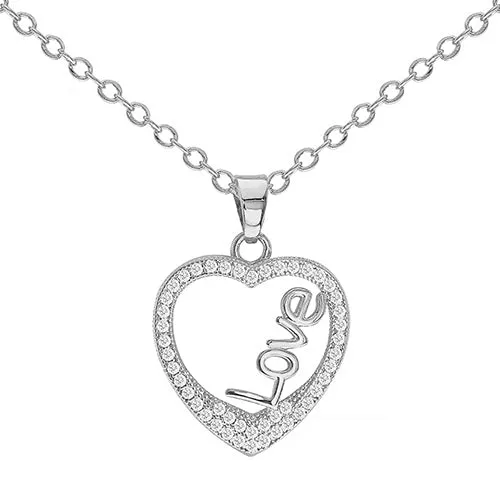 Cubic Zirconia Love In Heart Pendant Necklace