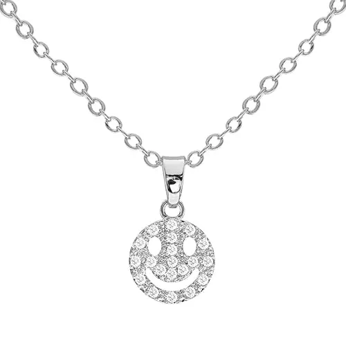 Cubic Zirconia Smile Pendant Necklace