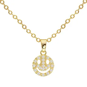 Cubic Zirconia Smile Pendant Necklace