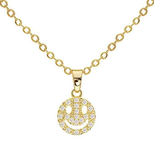 Cubic Zirconia Smile Pendant Necklace