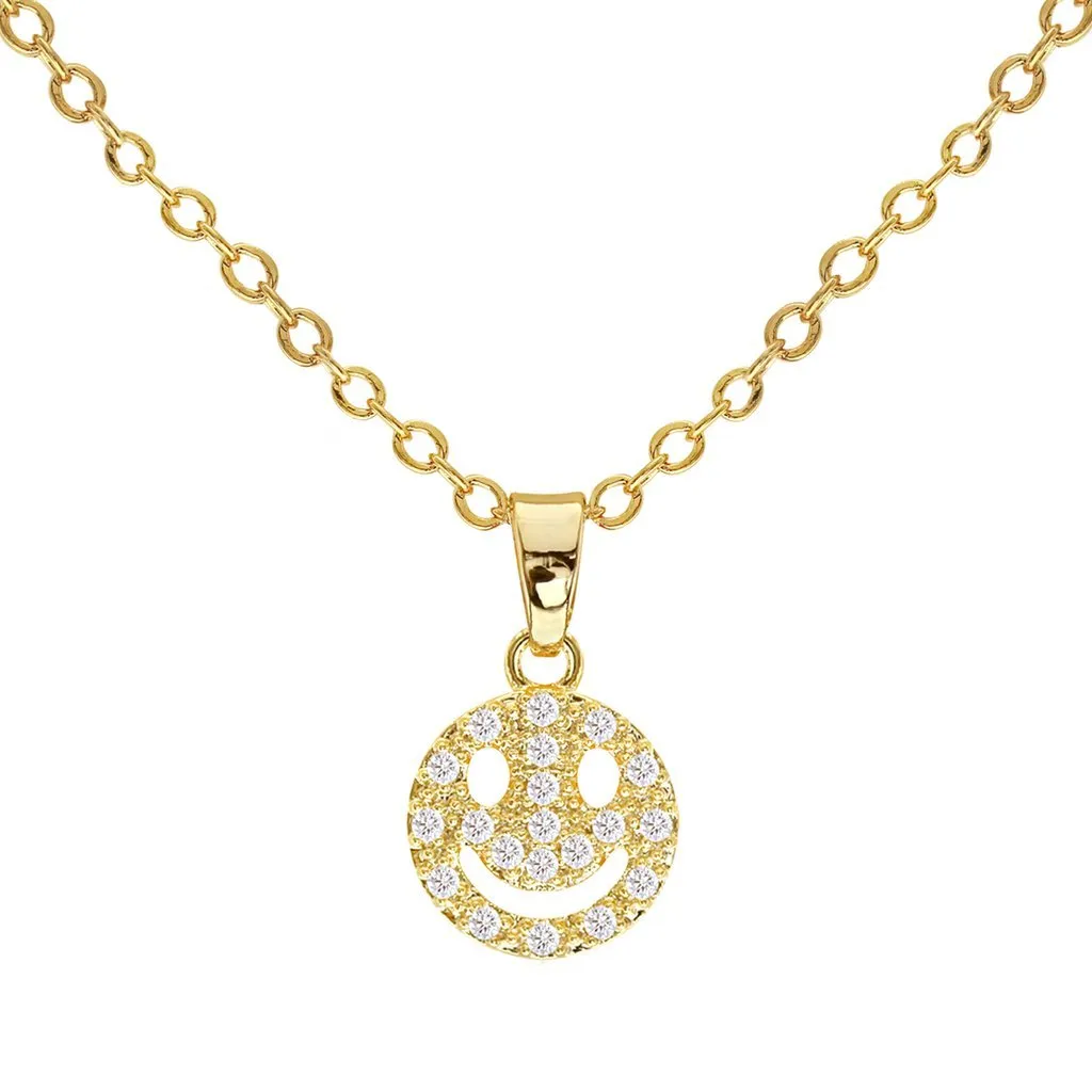 Cubic Zirconia Smile Pendant Necklace