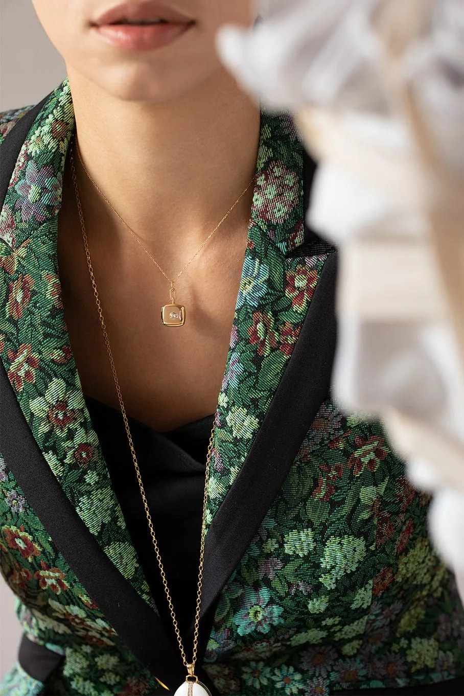 Cushion Viv Locket with Diamond Necklace