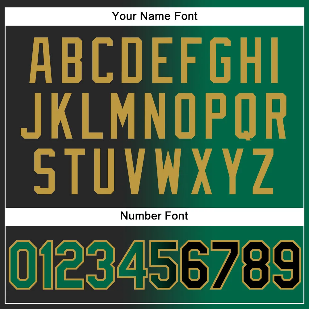 Custom Black Kelly Green-Old Gold Gradient Fashion Two-Button Unisex Softball Jersey