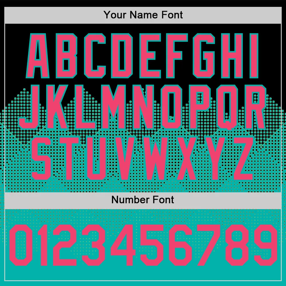 Custom Black Neon Pink-Aqua 3D Pattern Design Gradient Square Shapes Authentic Baseball Jersey