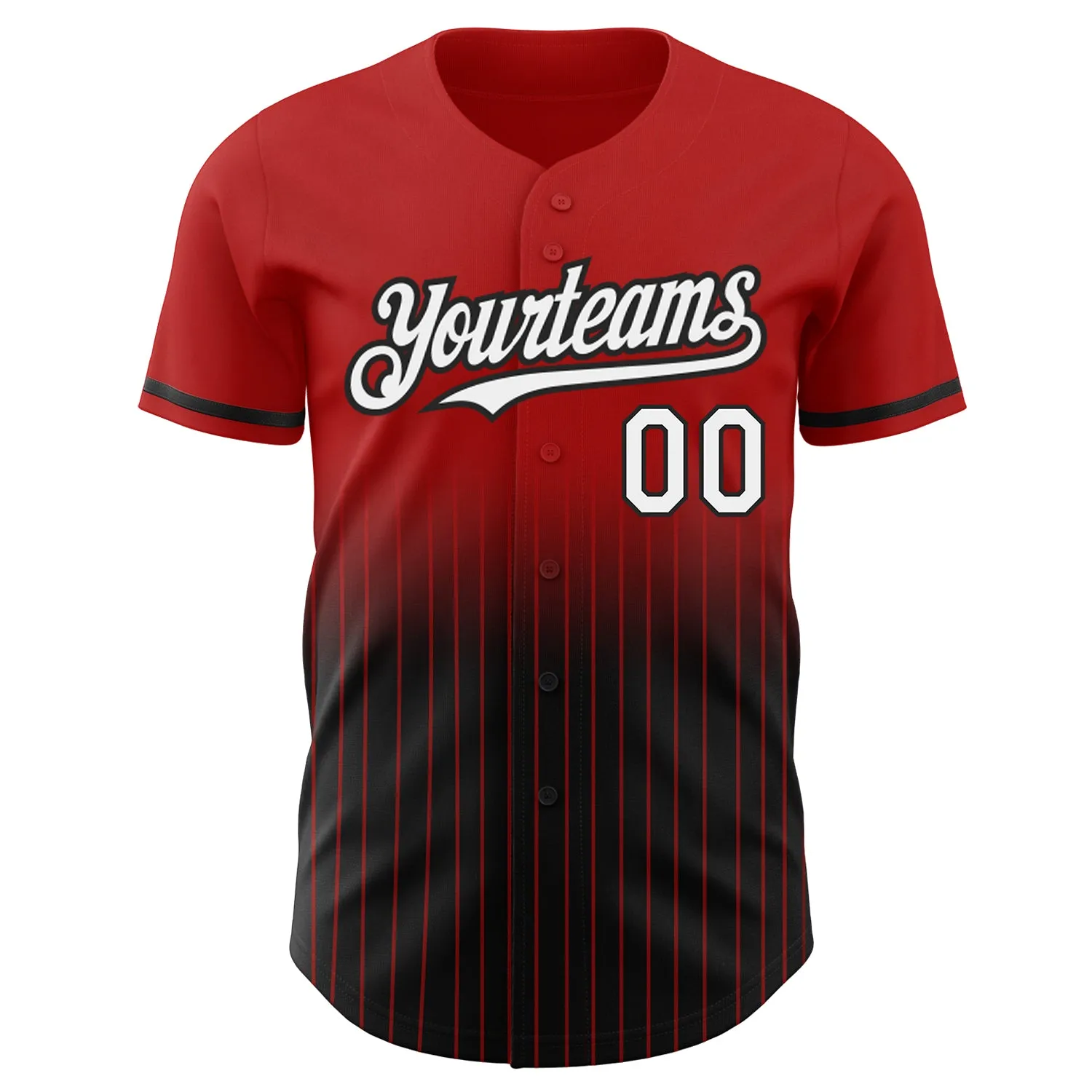 Custom Red Pinstripe White-Black Authentic Fade Fashion Baseball Jersey