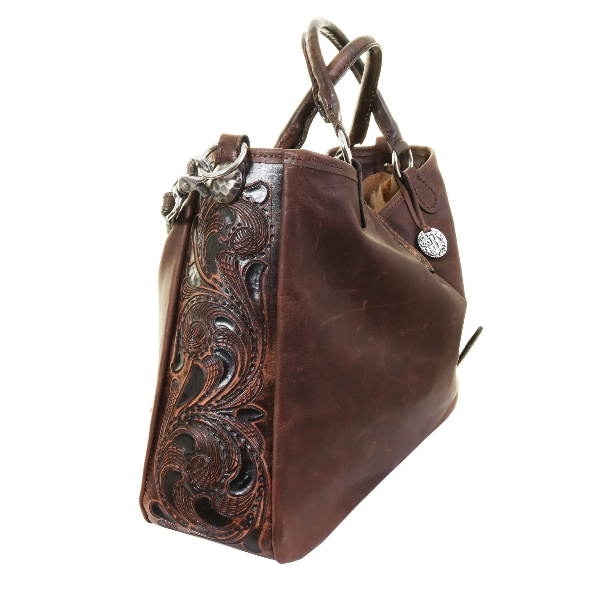 CVT03 - Chocolate Tooled Tote