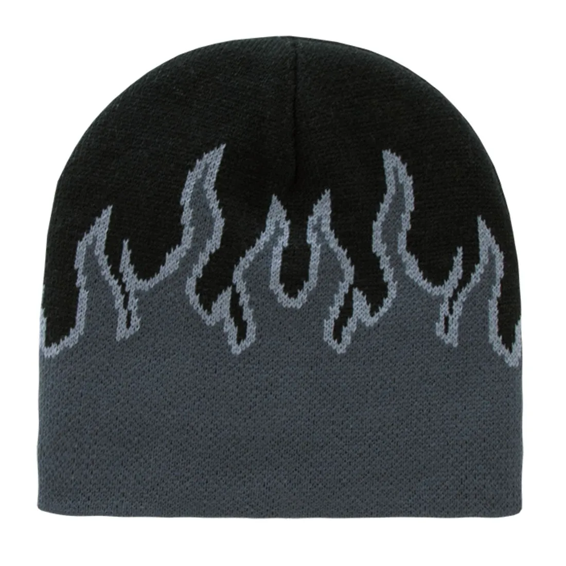 Decky 8003 Fire Flames Knit Beanies Hats Ski Skull Short Uncuffed Tribal Caps