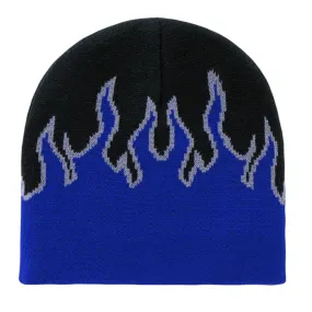 Decky 8003 Fire Flames Knit Beanies Hats Ski Skull Short Uncuffed Tribal Caps