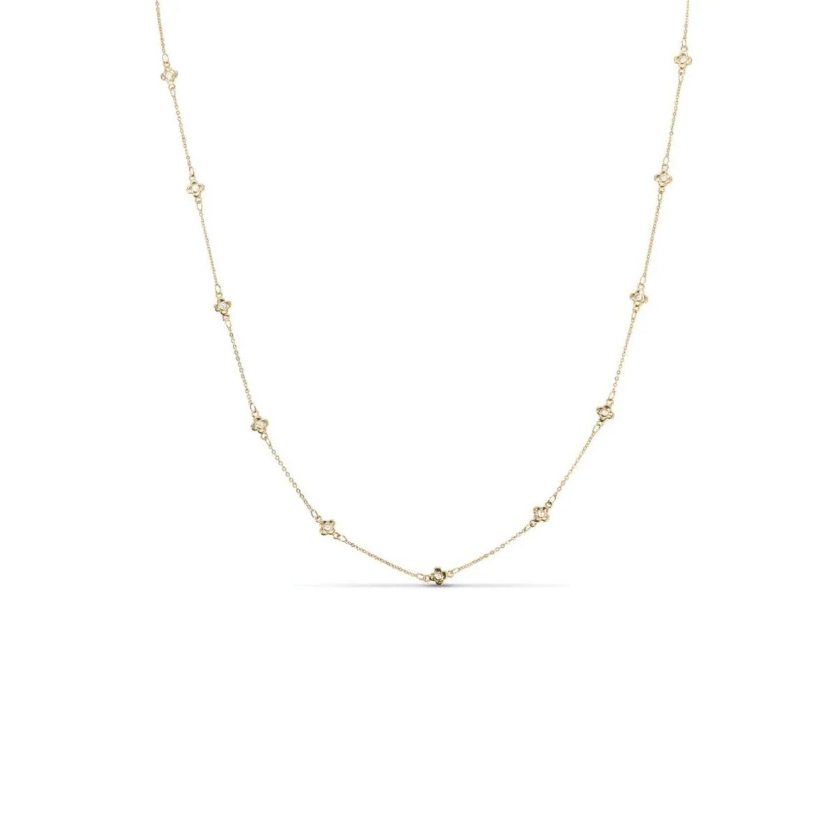 Delicate CZ Accented quatrefoil Accented Necklace
