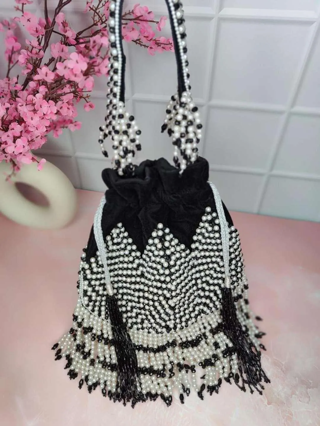 Designer Pearl Tassel Potli