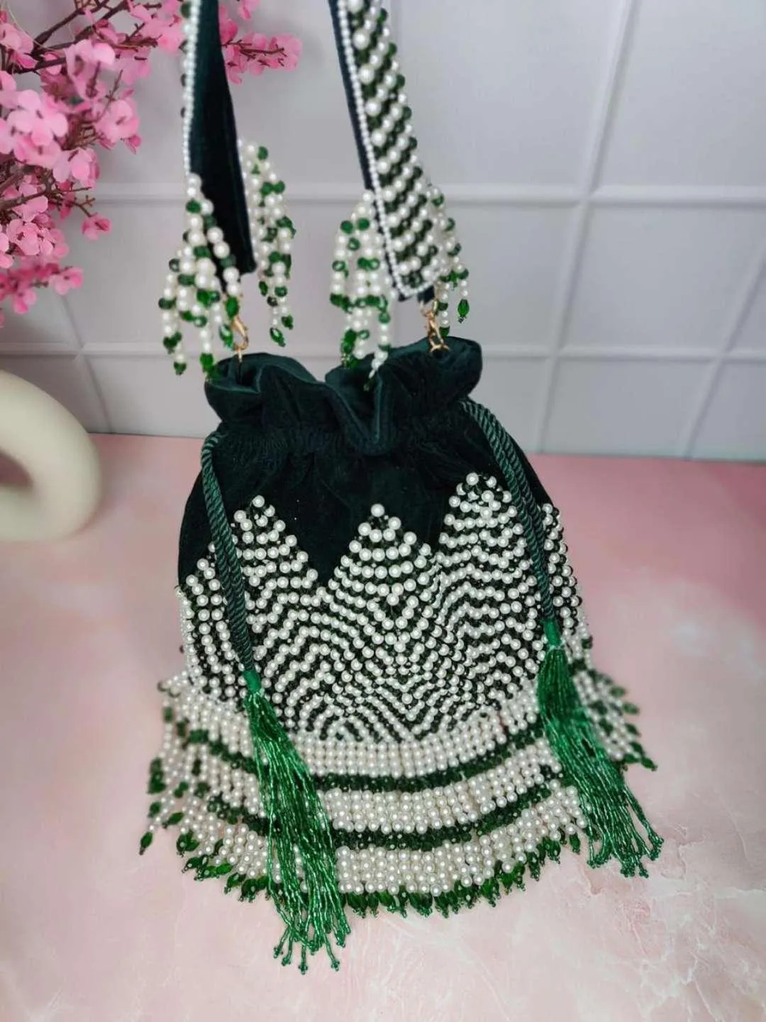 Designer Pearl Tassel Potli