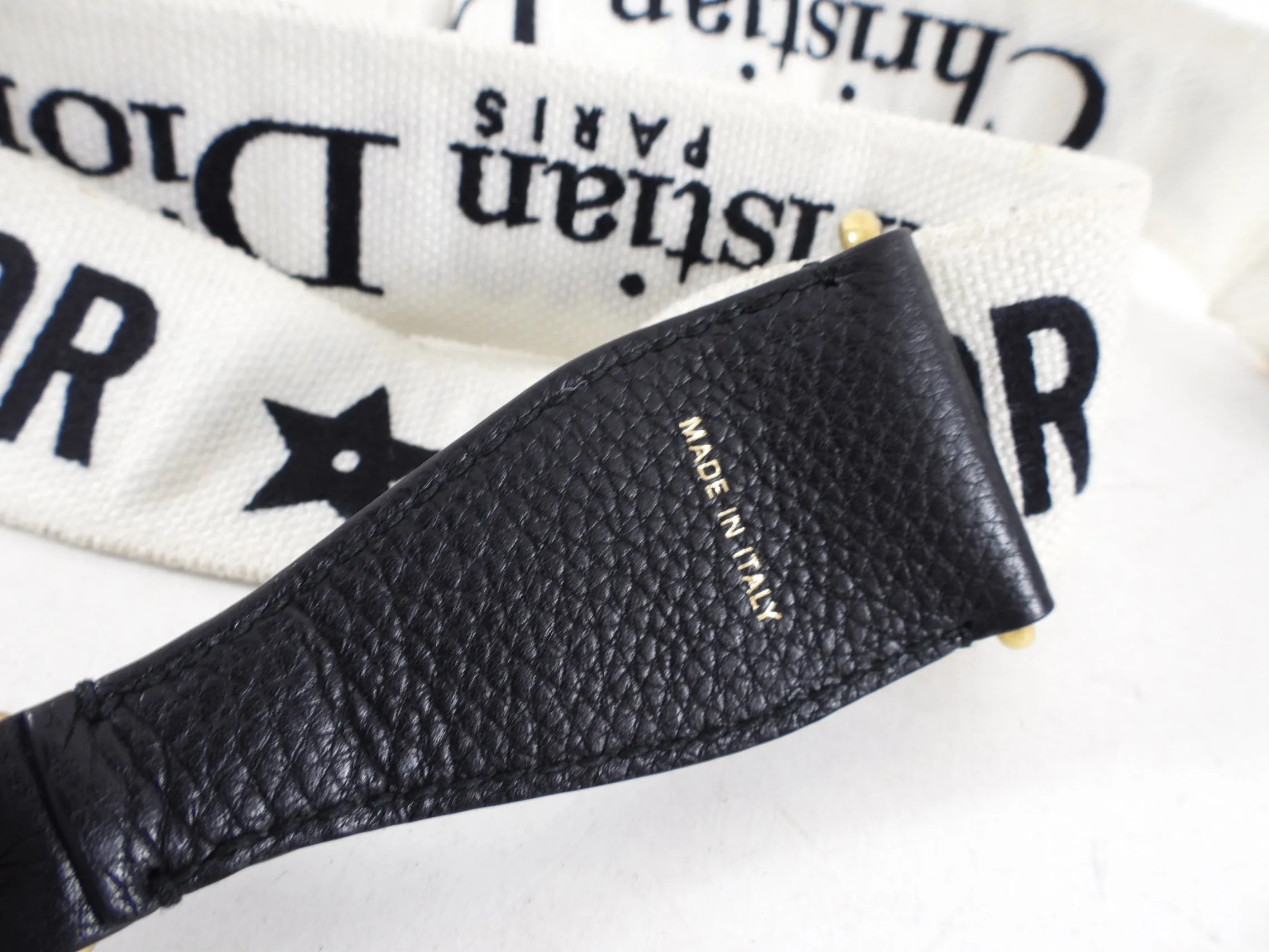 Dior J'Adior Wide Logo Black and White Bag Strap