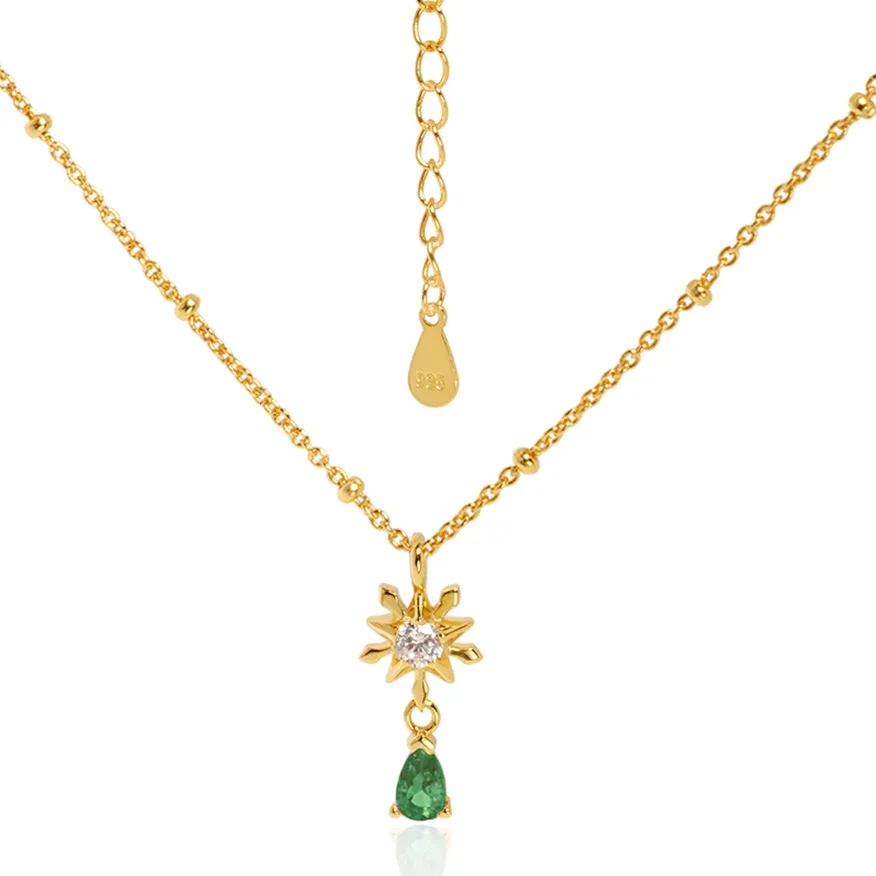 Elegant Snowflake Waterdrop CZ 925 Sterling Silver Necklace